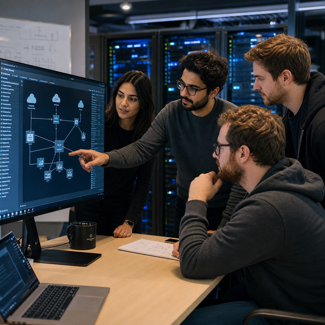 Oceanwind Tech consulting team reviewing network architecture